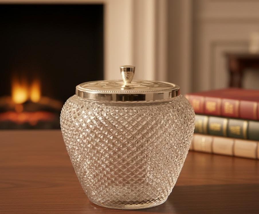 Bowleglas mit Deckel 21cm Höhe Antiquität Vintage Glas Sammlerstück